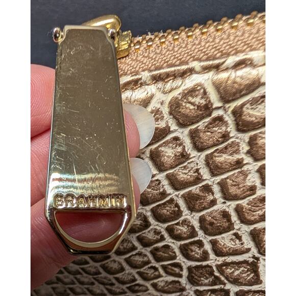 Beautiful Brahmin Duxbury Handbag Cream Gold Faux Snakeskin Satchel Crossbody - Picture 7 of 16